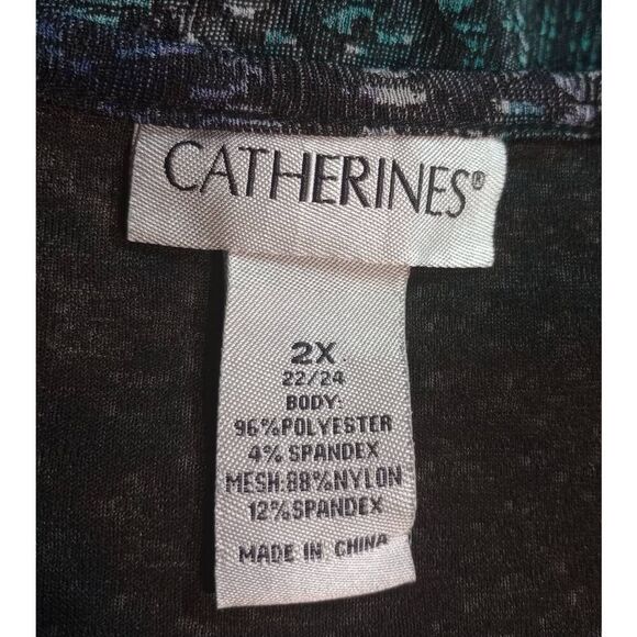 Catherine's Shirt Ladies 2x Navy‎ Black Blue Short Sleeve - Picture 6 of 7